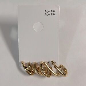 Gold Set of Three Pairs Earrings